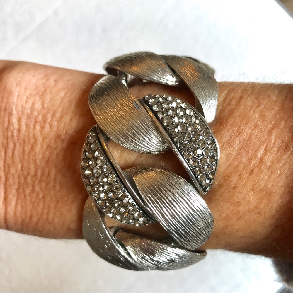 Silver Crystal Statement Bracelet - image 2